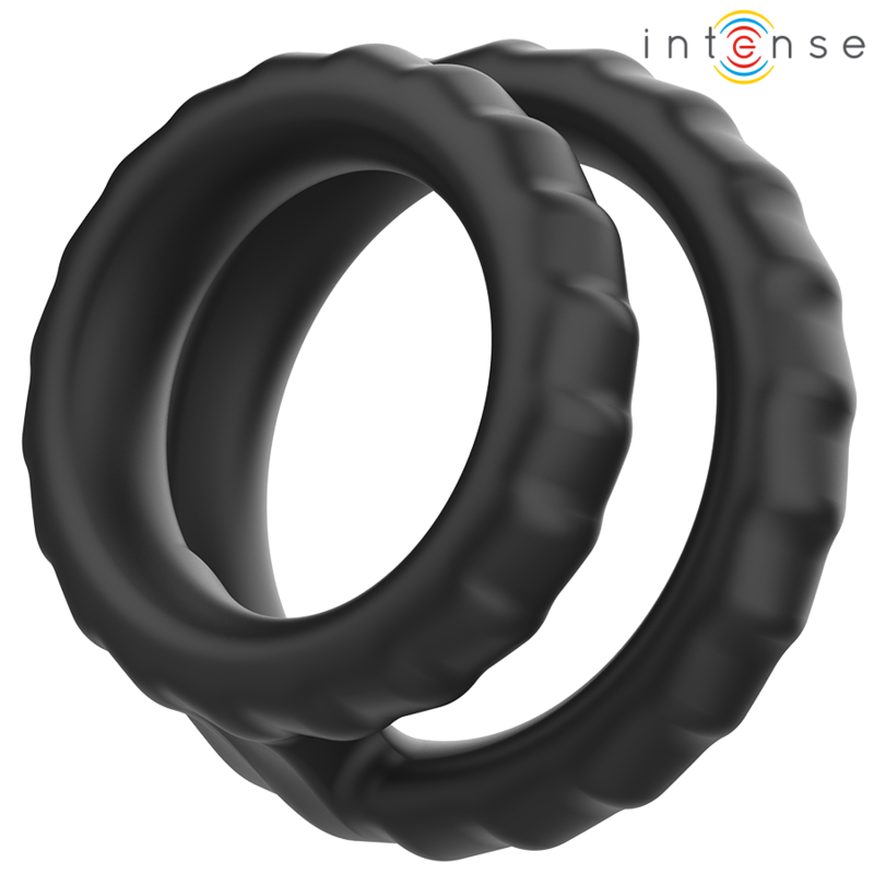 Anello Fallico Doppio in Silicone Intense Dewey — Nero