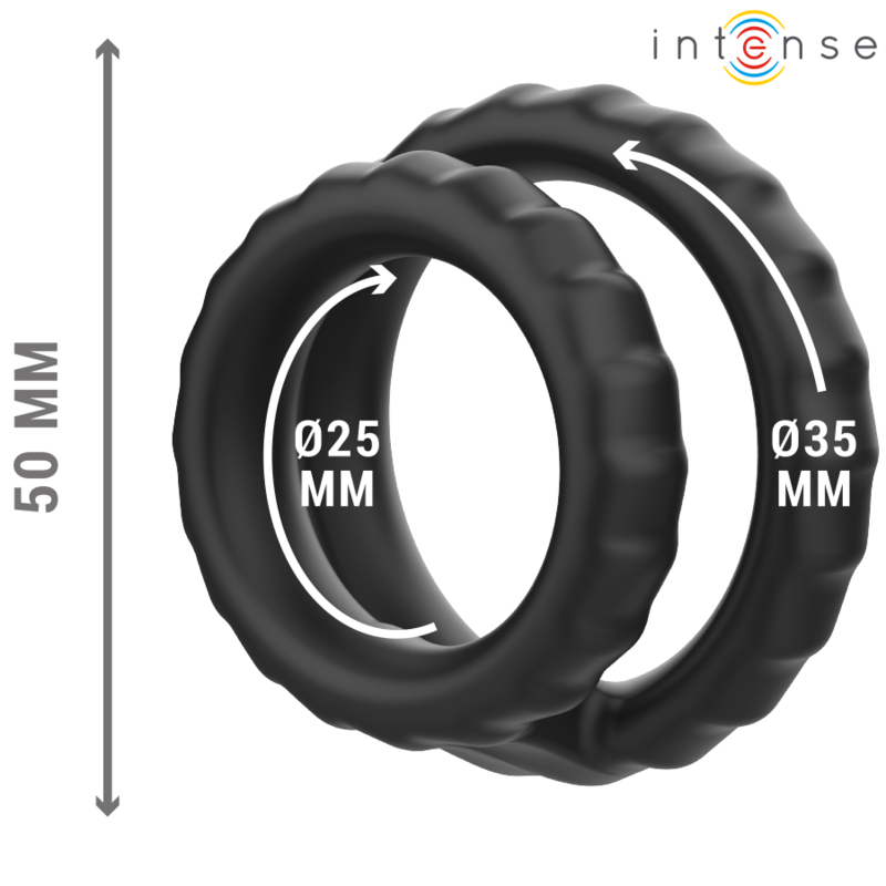 Anello Fallico Doppio in Silicone Intense Dewey — Nero