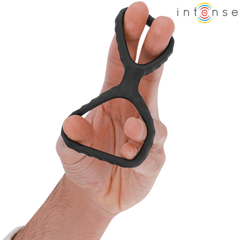 Anello Fallico Doppio in Silicone Intense Dewey — Nero