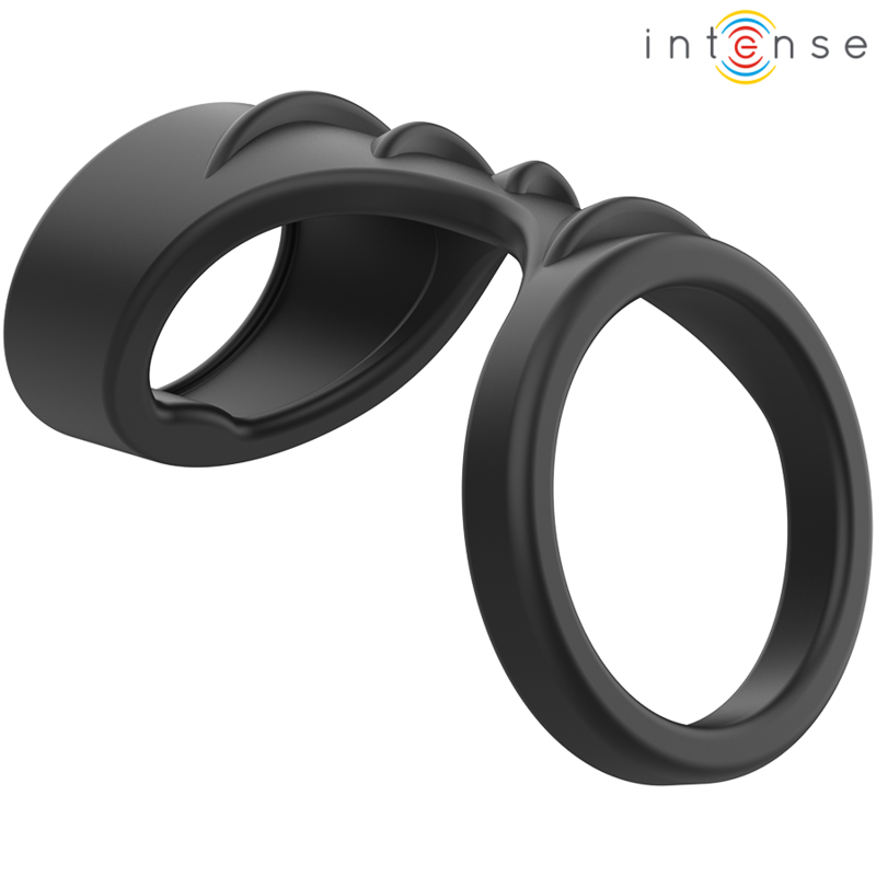 Anello Fallico Doppio in Silicone Intense Theo — Nero