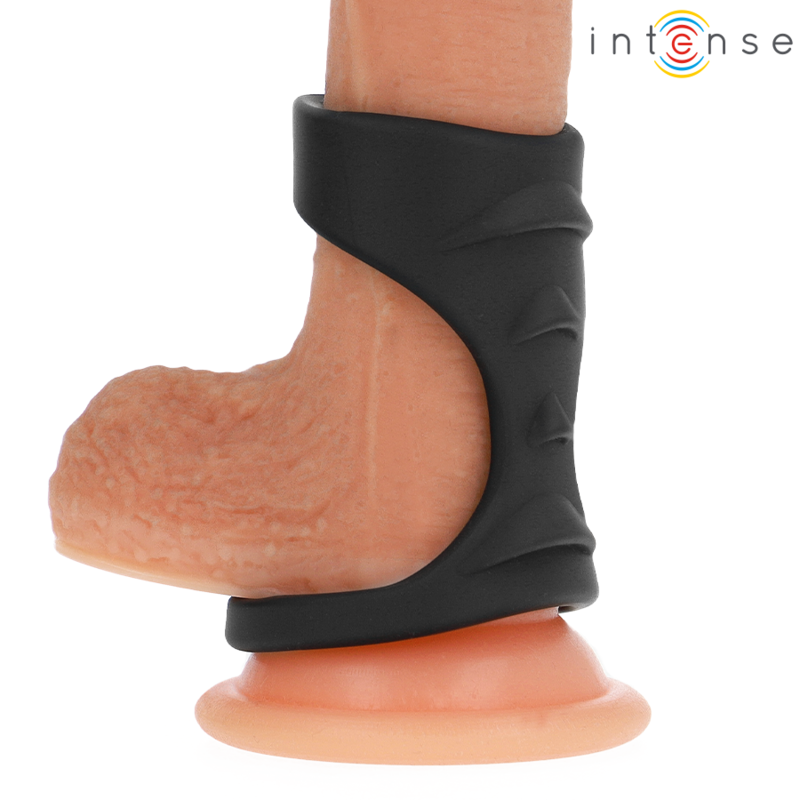 Anello Fallico Doppio in Silicone Intense Theo — Nero