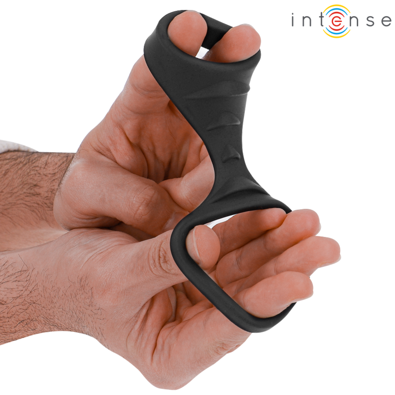 Anello Fallico Doppio in Silicone Intense Theo — Nero