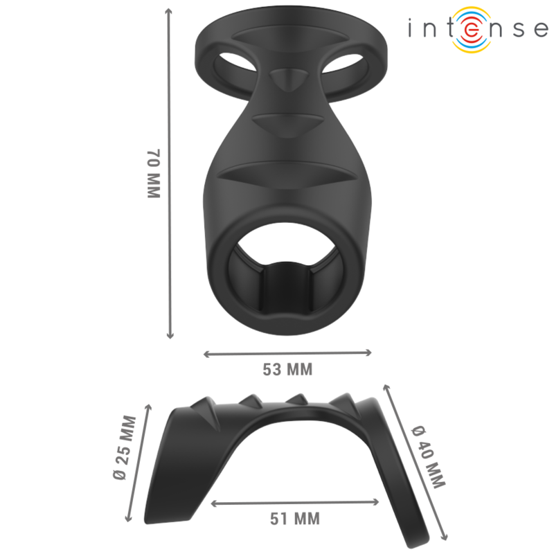 Anello Fallico Doppio in Silicone Intense Theo — Nero