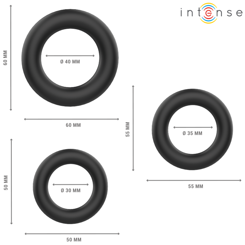 Anello Fallico Intense Hugh 3 — Set 3 Anelli in Silicone
