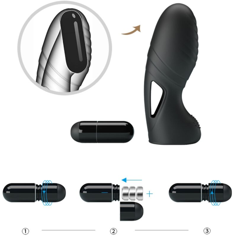 Vibratore da Dito in Silicone Pretty Love Alan — Nero
