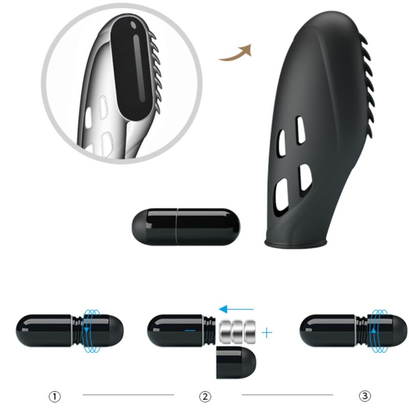 Vibratore da Dito in Silicone Pretty Love Gilo — Nero