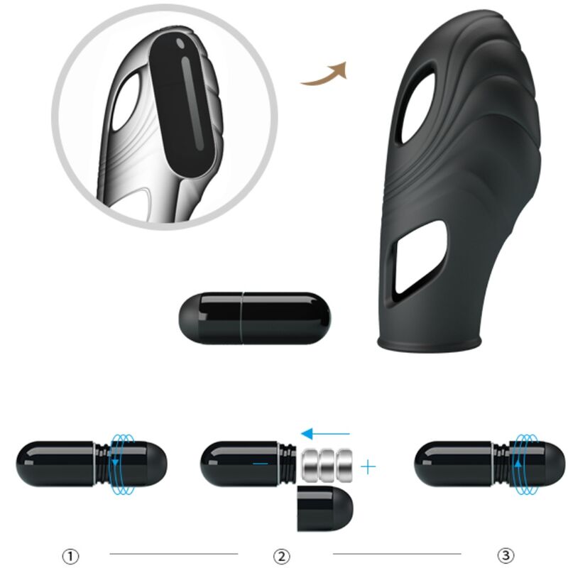 Vibratore da Dito Pretty Love Lich — Silicone, Nero