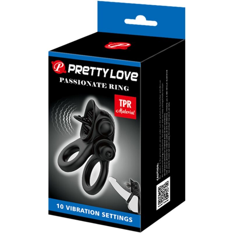 Anello Fallico Vibrante con Stimolatore Clitoride Pretty Love — Nero