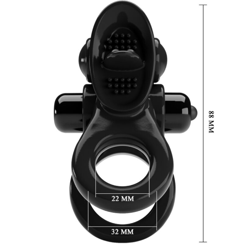 Anello Fallico Vibrante con Stimolatore Clitoride Pretty Love — Nero