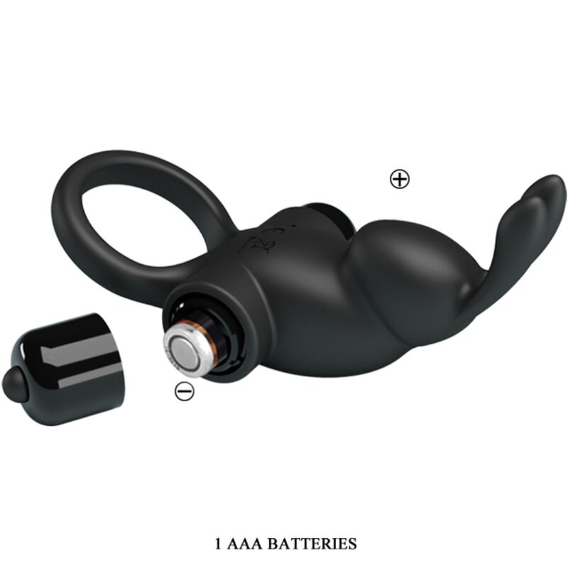 Anello Fallico Vibrante con Stimolatore Pretty Love BI-210204 — Nero
