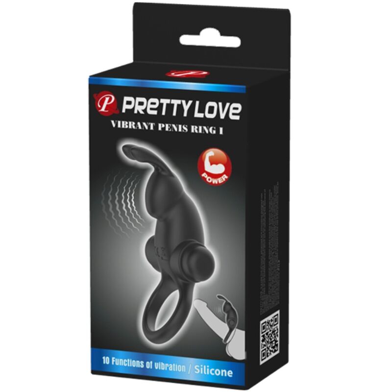 Anello Fallico Vibrante con Stimolatore Pretty Love BI-210204 — Nero