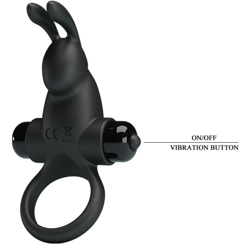 Anello Fallico Vibrante con Stimolatore Pretty Love BI-210204 — Nero