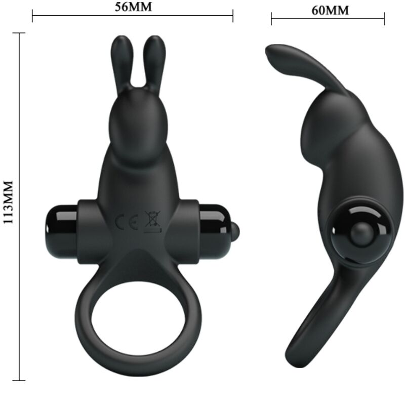 Anello Fallico Vibrante con Stimolatore Pretty Love BI-210204 — Nero