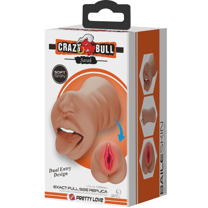 Masturbatore Maschile Doppio Canale Crazy Bull Sarah — Bocca e Vagina