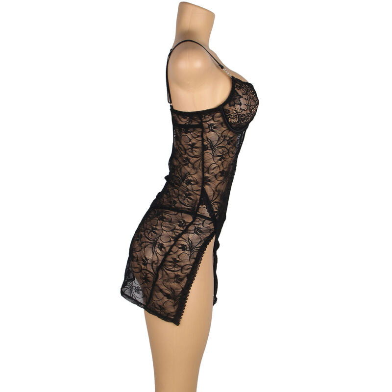 Babydoll in Pizzo Subblime — Spalline Regolabili, Nero S/M
