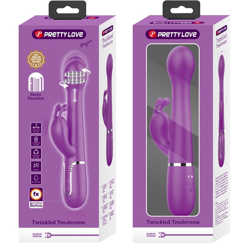 Vibratore Rabbit Pretty Love Dejon — 3 in 1, 7 Modalità, Viola