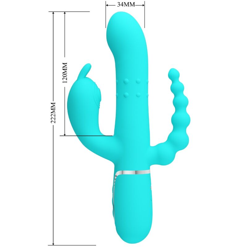 Vibratore Rabbit Triplo Pretty Love Cammy — 4 in 1, Blu