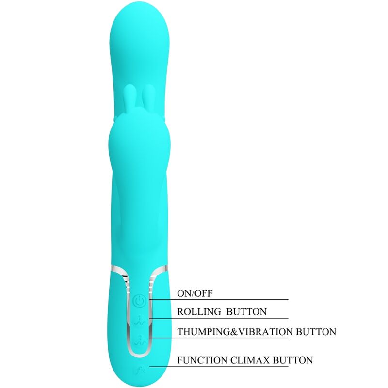 Vibratore Rabbit Triplo Pretty Love Cammy — 4 in 1, Blu