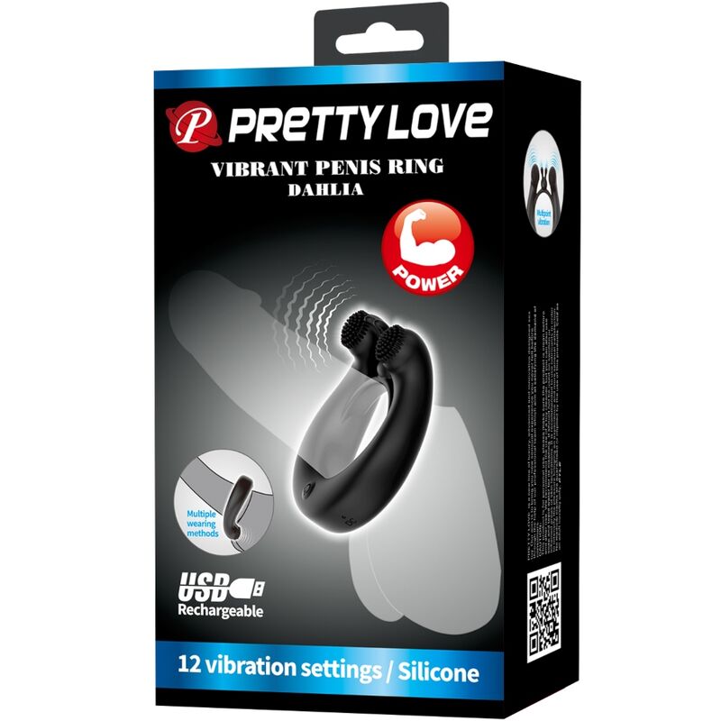 Anello Fallico Vibrante Pretty Love Dahlia — 12 Modalità, Nero
