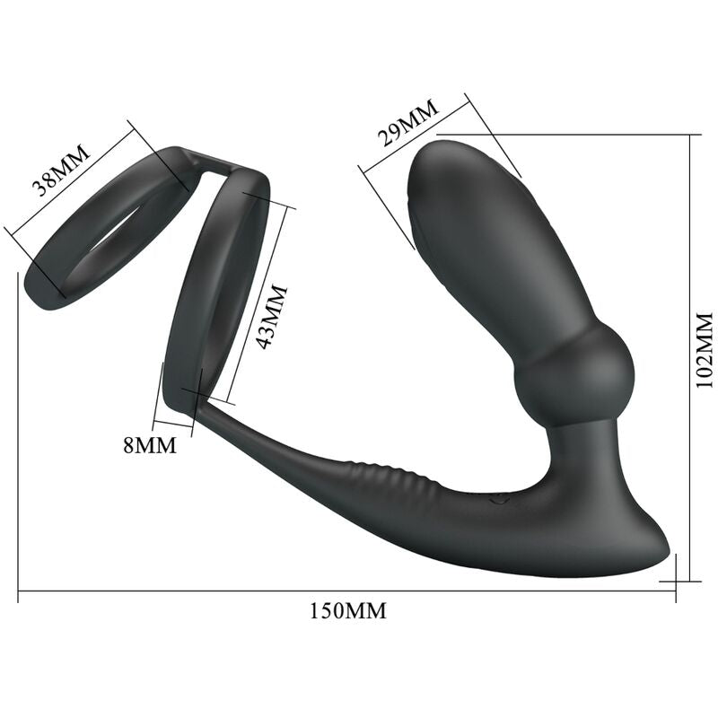 Anello Fallico con Plug Anale Vibrante Pretty Love Emoni — 12 Modalità