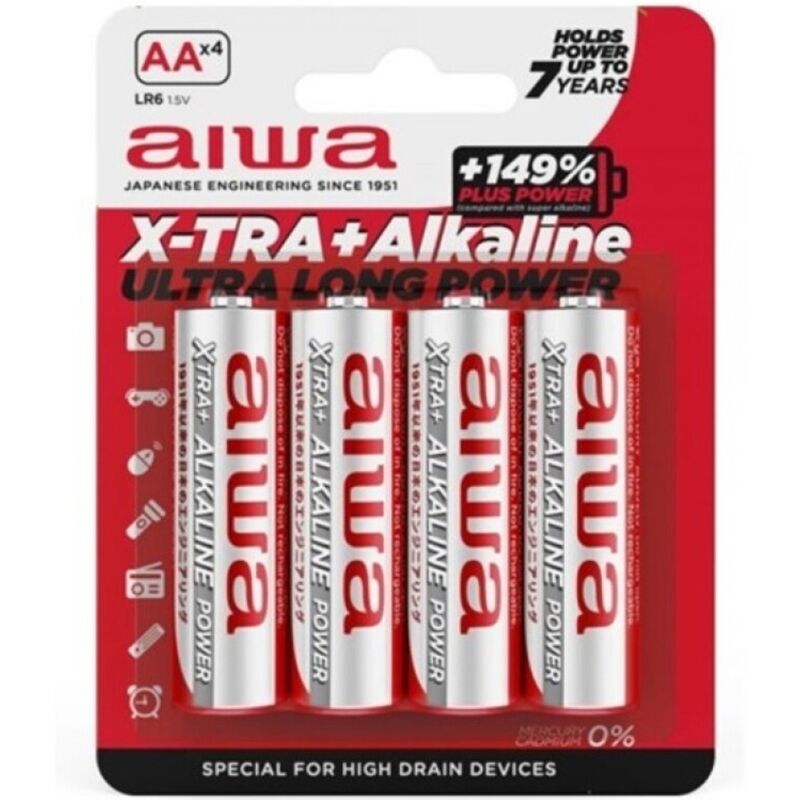 Batterie Alcaline AA Aiwa X-tra Alkaline LR6 — 4 Unità
