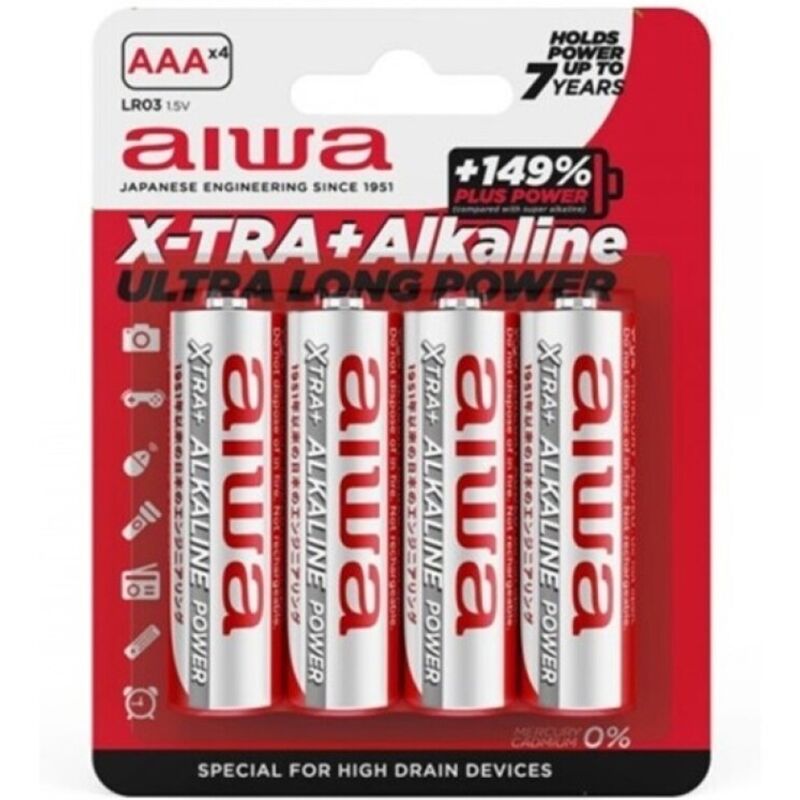 Batterie Alcaline AAA Aiwa X-tra LR03 — 4 Unità