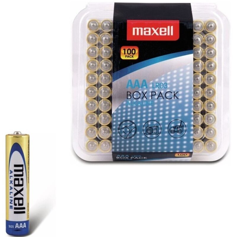 Batterie Alcaline AAA Maxell LR03 — Confezione 100 Unità