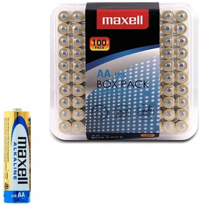 Batterie Alcaline AA Maxell LR6 — Confezione 100 Unità