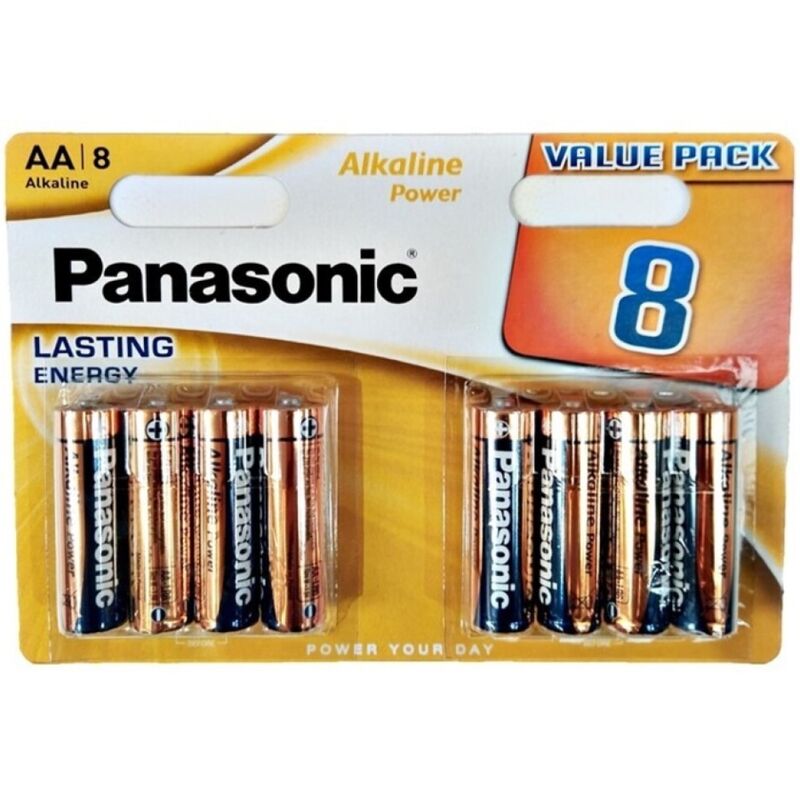 Batterie Alcaline AA Panasonic Bronze — LR6, 8 Unità