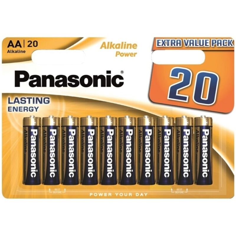 Batterie Alcaline AA Panasonic Bronzo LR6 — Blister 20 Unità