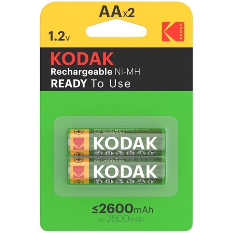Batterie Ricaricabili AA Kodak HR6 — 2600 mAh, 2 Pezzi