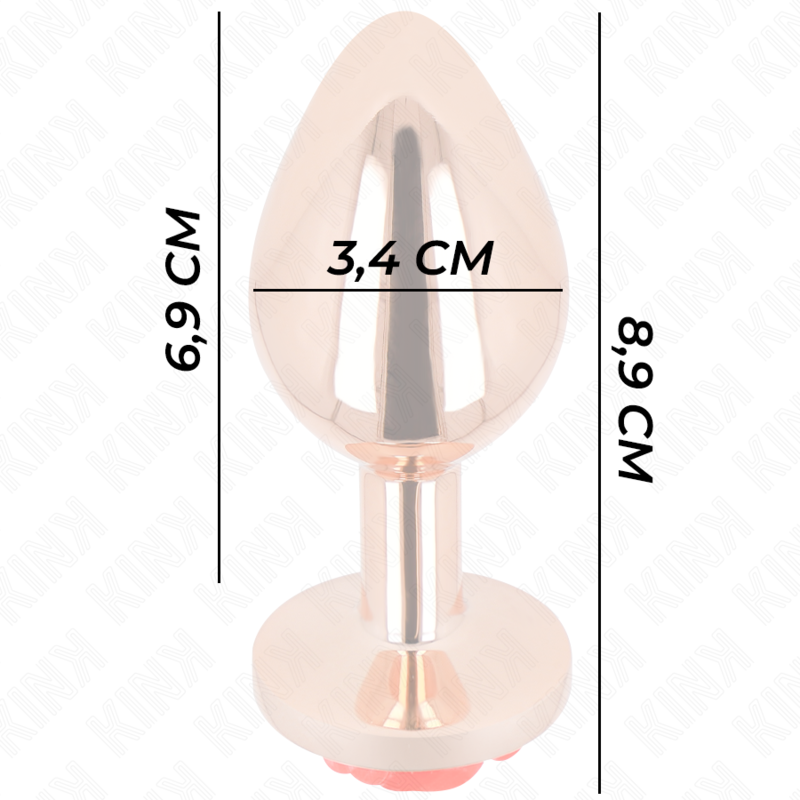 Plug Anale in Metallo Kink — Oro Rosa con Rosa Rossa, M