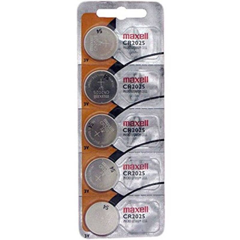 Batterie a Bottone al Litio CR2025 Maxell — 3V, 5 Unità