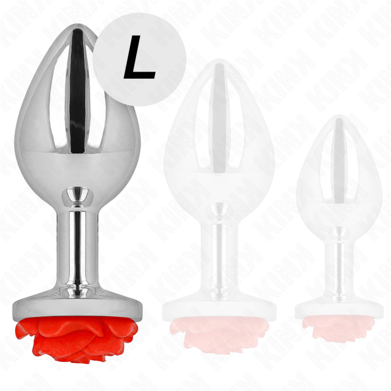 Plug Anale Metallico Kink Pleasure Plugs Rosa Rossa — Taglia L