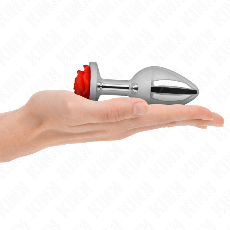 Plug Anale Metallico Kink Pleasure Plugs Rosa Rossa — Taglia L