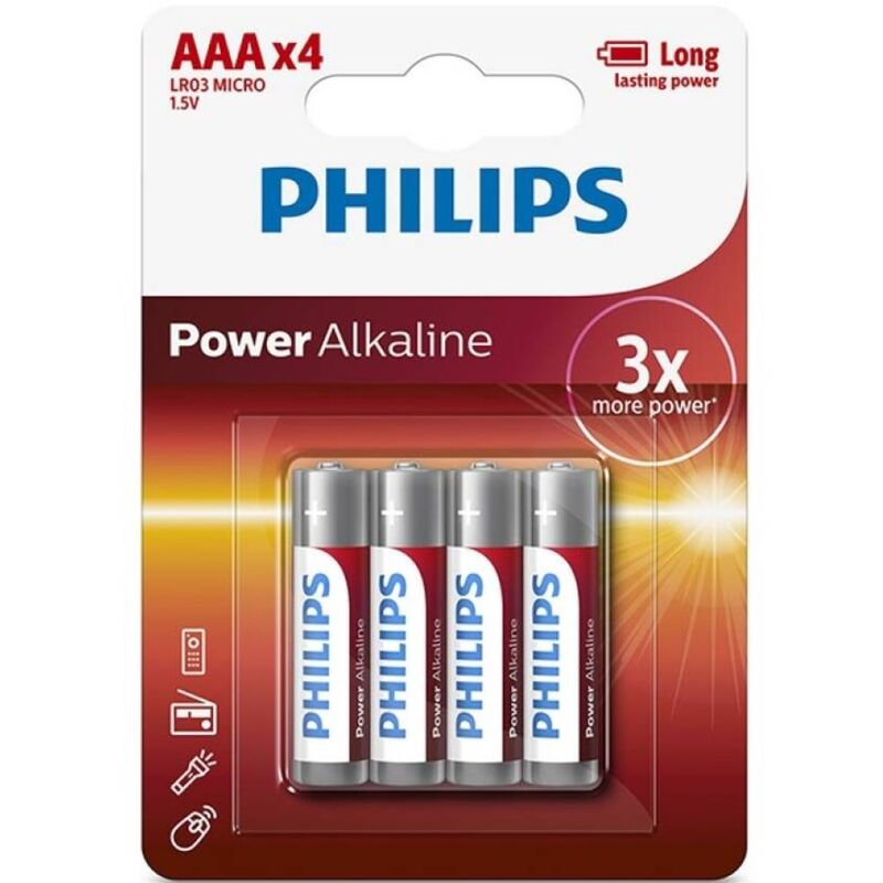 Batterie Alcaline AAA Philips LR03 — 4 Unità