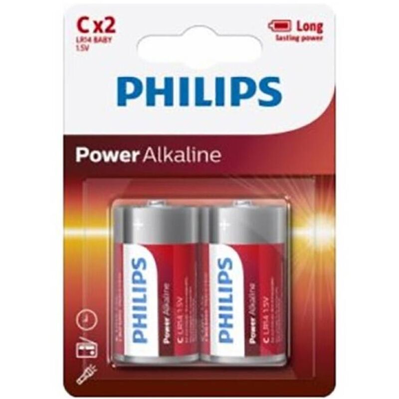 Batterie Alcaline C LR14 Philips Power — 2 Unità
