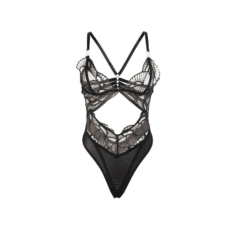 Body Erotico in Pizzo Trasparente Subblime — Nero, L/XL