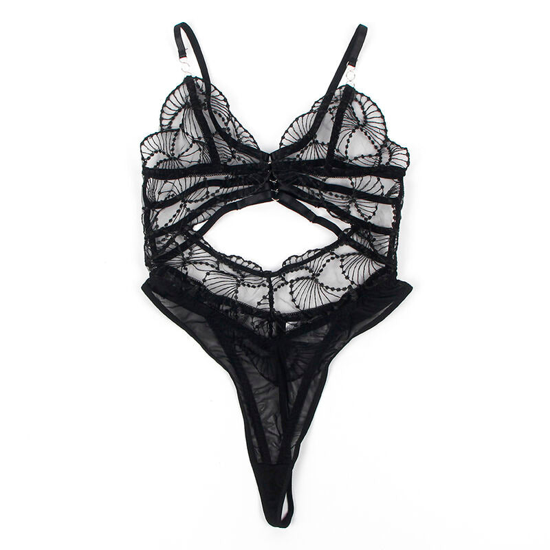 Body Erotico in Pizzo Trasparente Subblime — Nero, L/XL
