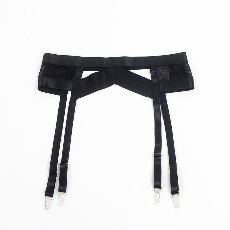 Reggiseno Bondage con Giarrettiera Subblime — Nero, L/XL