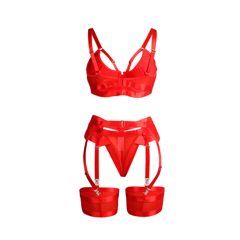 Reggiseno Bondage con Giarrettiera Subblime — Rosso, S/M