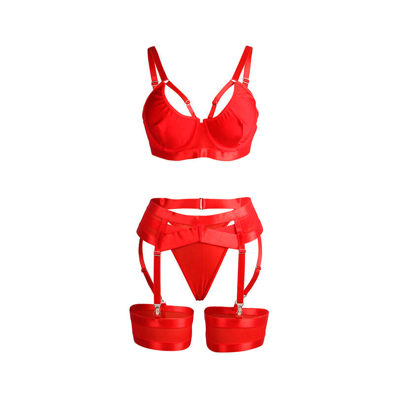 Reggiseno Bondage con Giarrettiera Subblime — Rosso, S/M