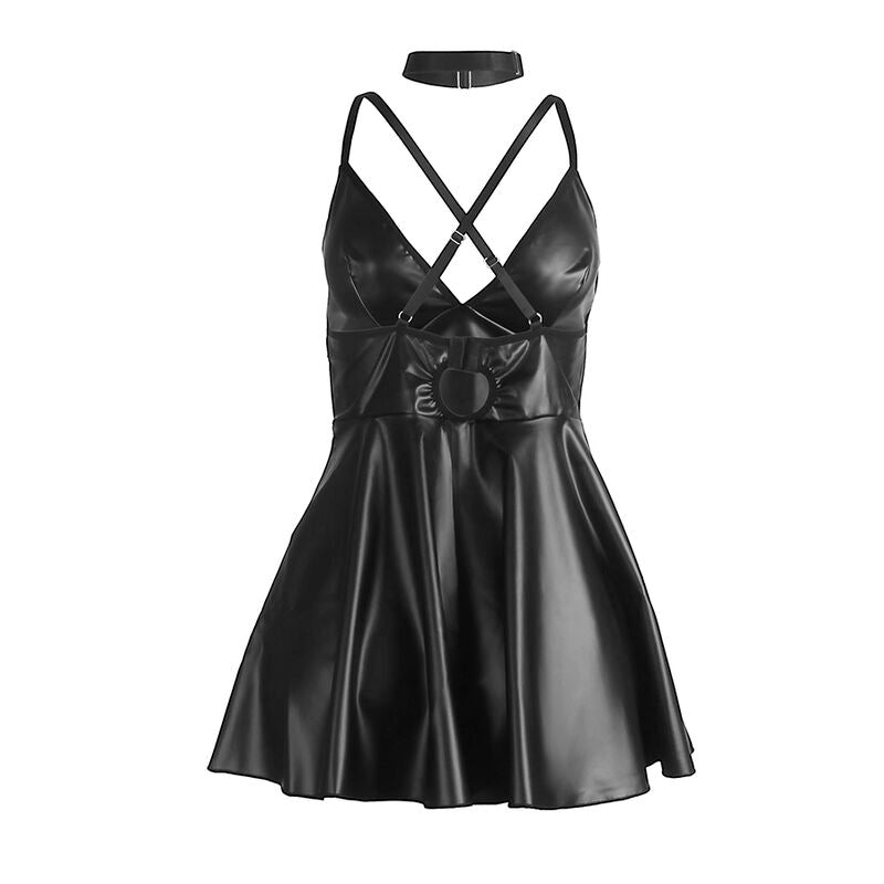 Abito Lingerie in Ecopelle Subblime — Spalline, Nero L/XL