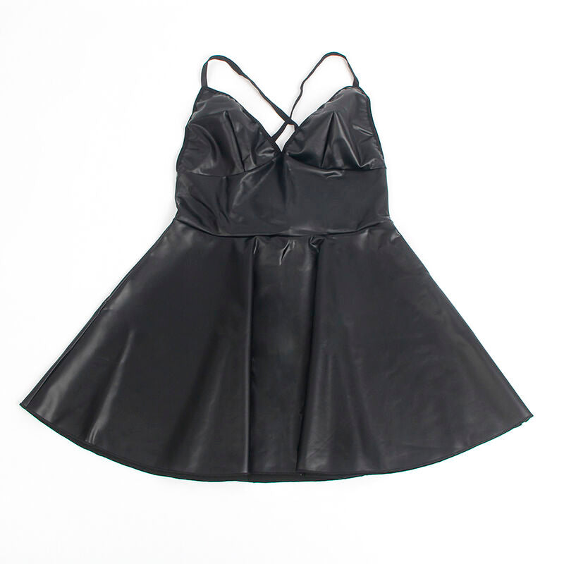 Abito Lingerie in Ecopelle Subblime — Spalline, Nero L/XL