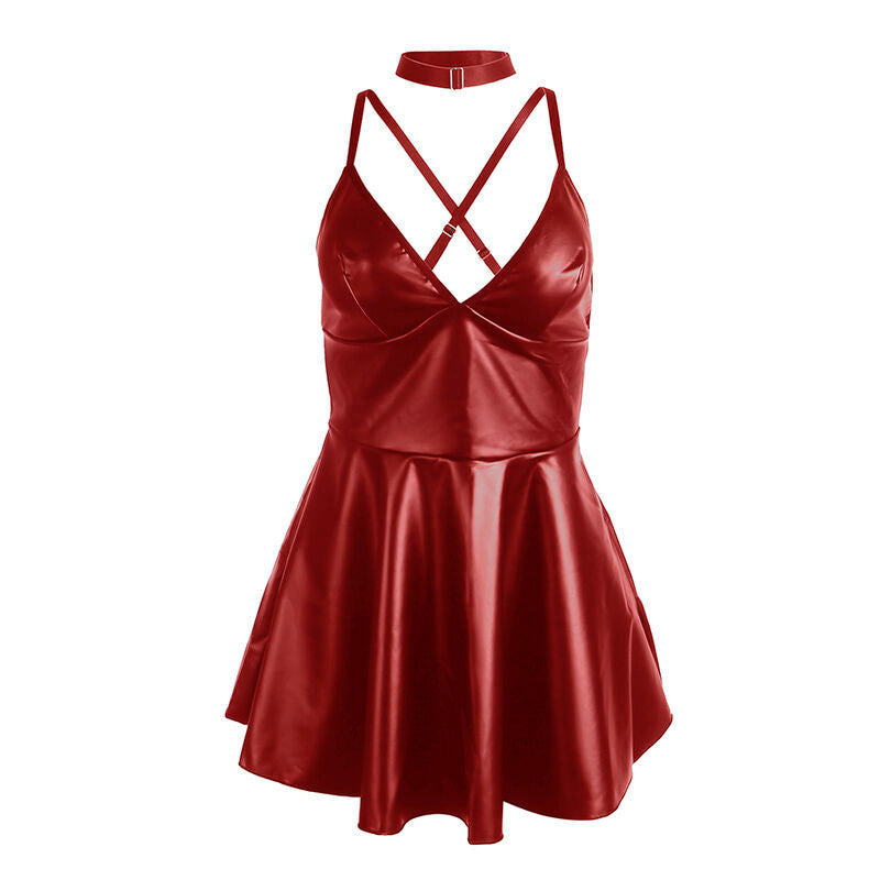 Lingerie Sexy Abito con Spalline Subblime — Pelle PU, Bordeaux