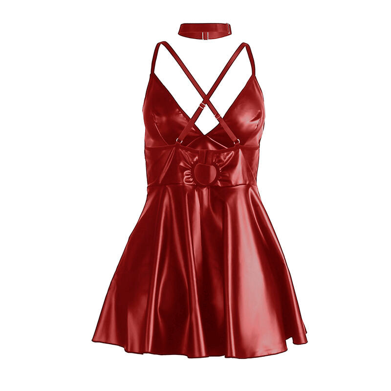 Lingerie Sexy Abito con Spalline Subblime — Pelle PU, Bordeaux
