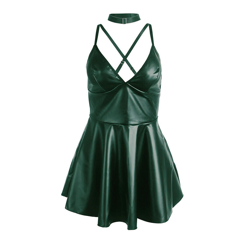 Lingerie Sexy con Spalline Subblime — Ecopelle Verde, S/M