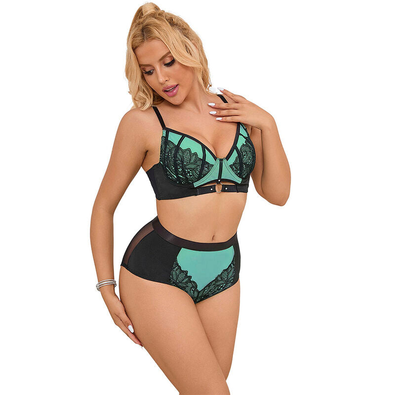 Lingerie Sexy in Pizzo Verde Subblime — Set Reggiseno S/M
