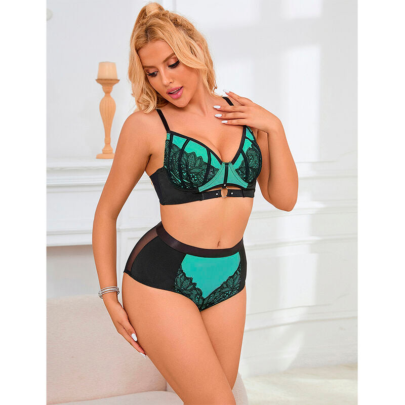 Reggiseno Push-Up in Vernice Subblime — Verde con Rete, L/XL
