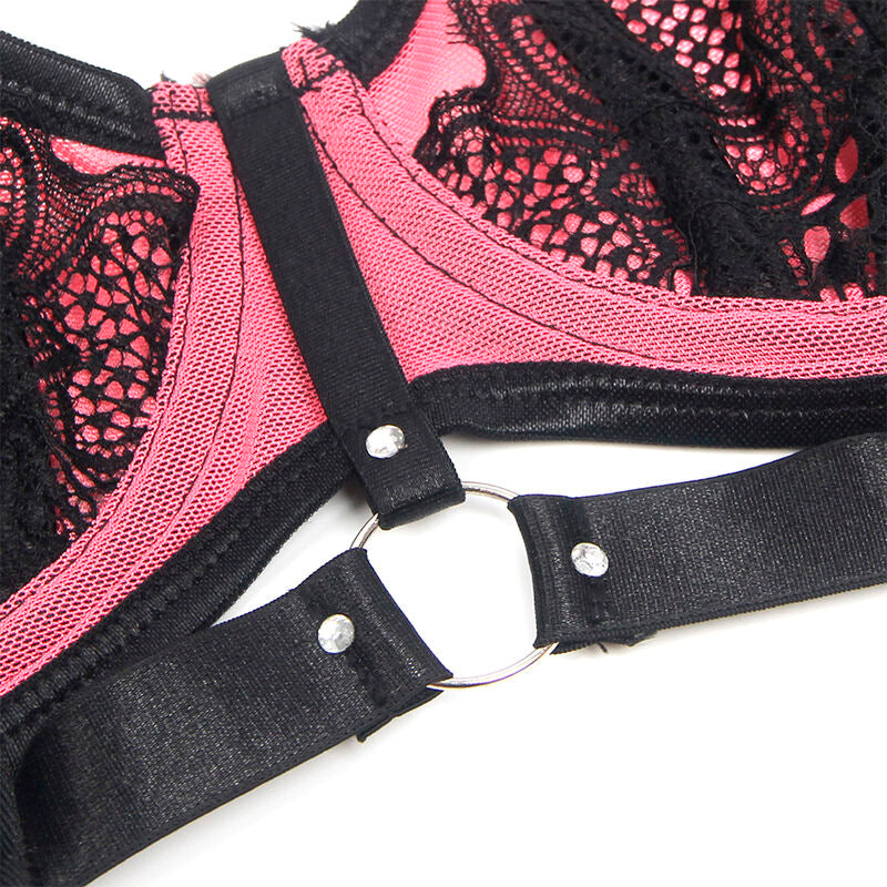 Lingerie Sexy in Pizzo Rosa Subblime — Reggiseno Push-Up, L/XL
